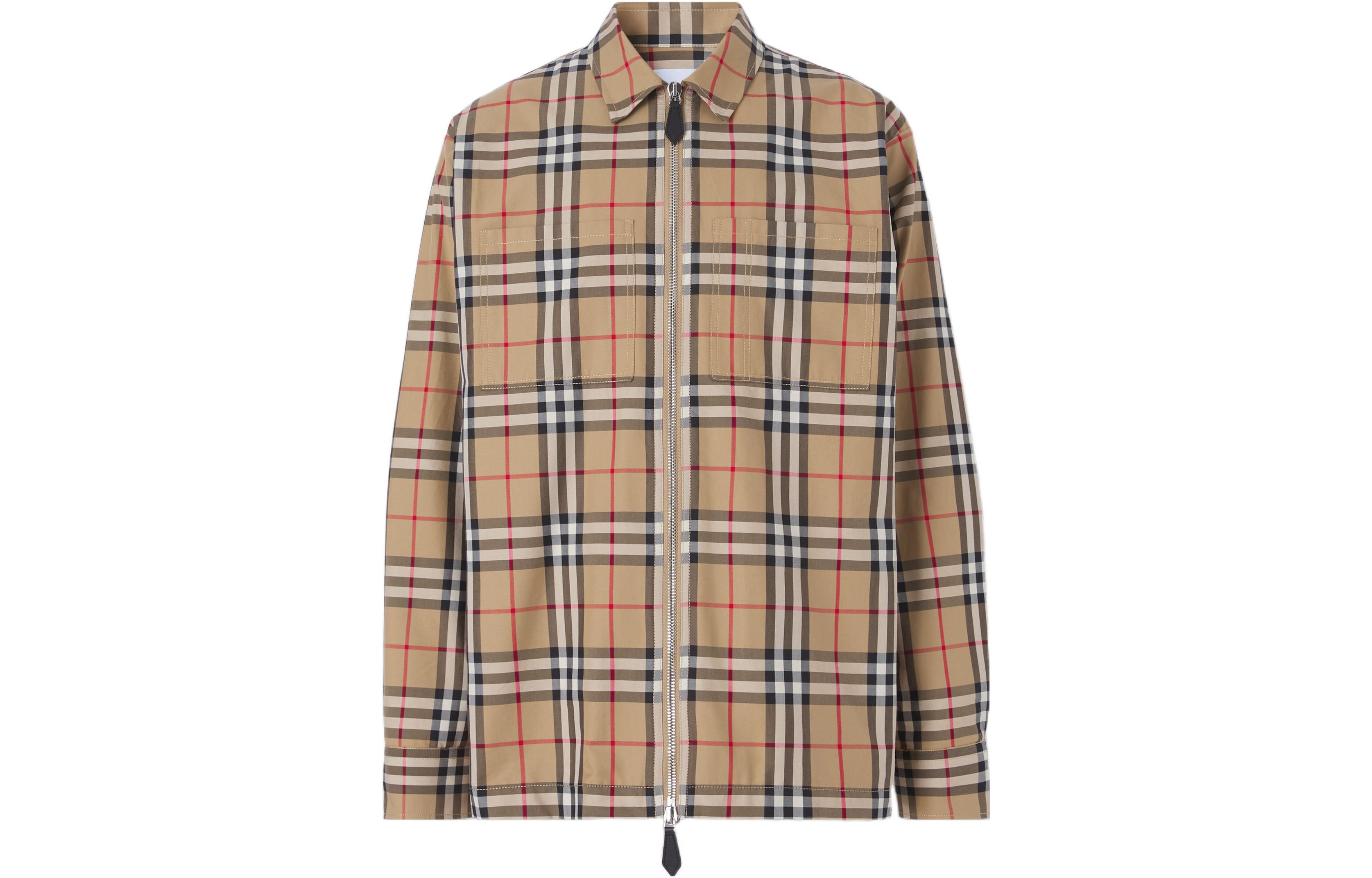 Burberry SS22 Beige Check Monster Print Long Sleeve Zip Shirt for Men. 80524691 圖 2