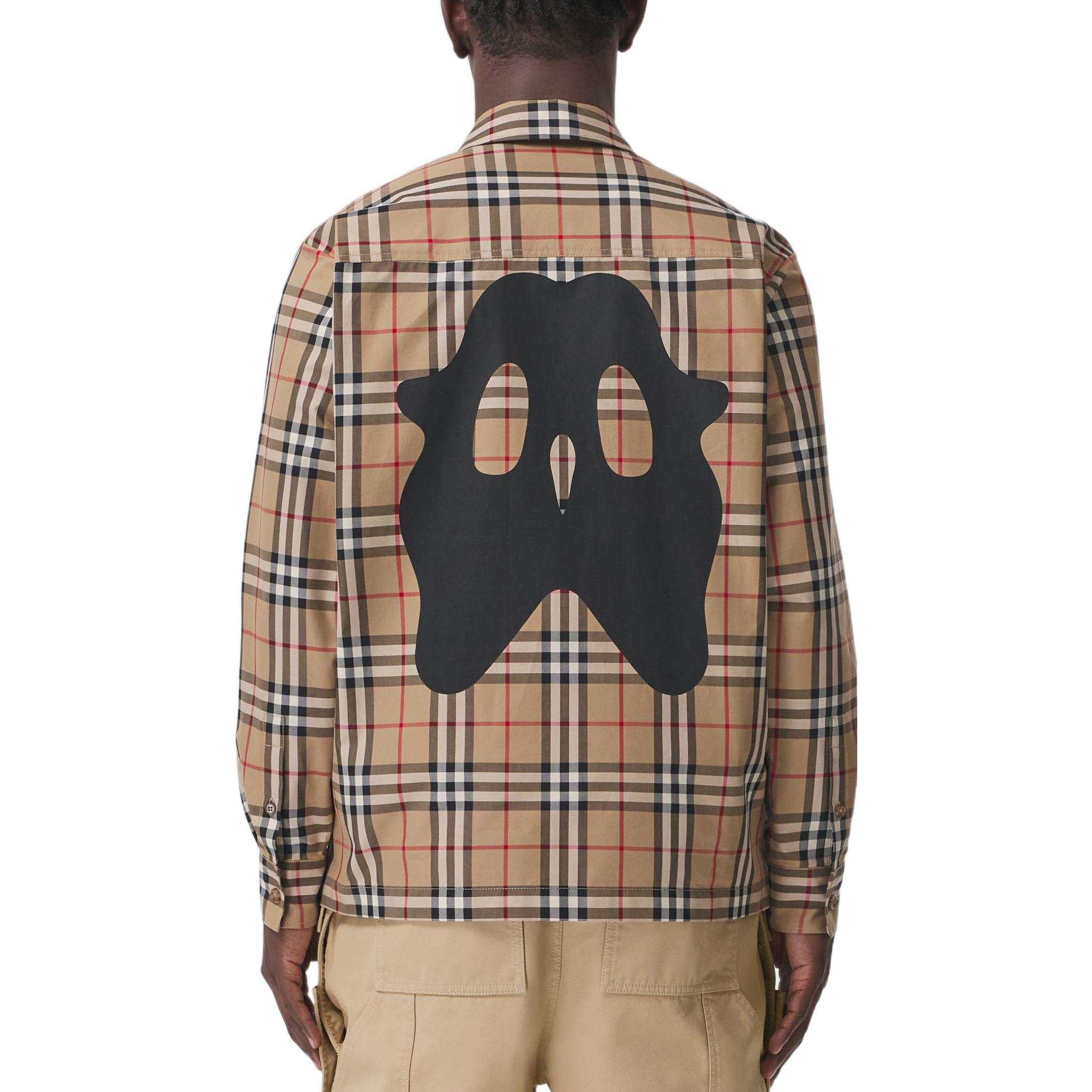 Burberry SS22 Beige Check Monster Print Long Sleeve Zip Shirt for Men. 80524691 圖 4
