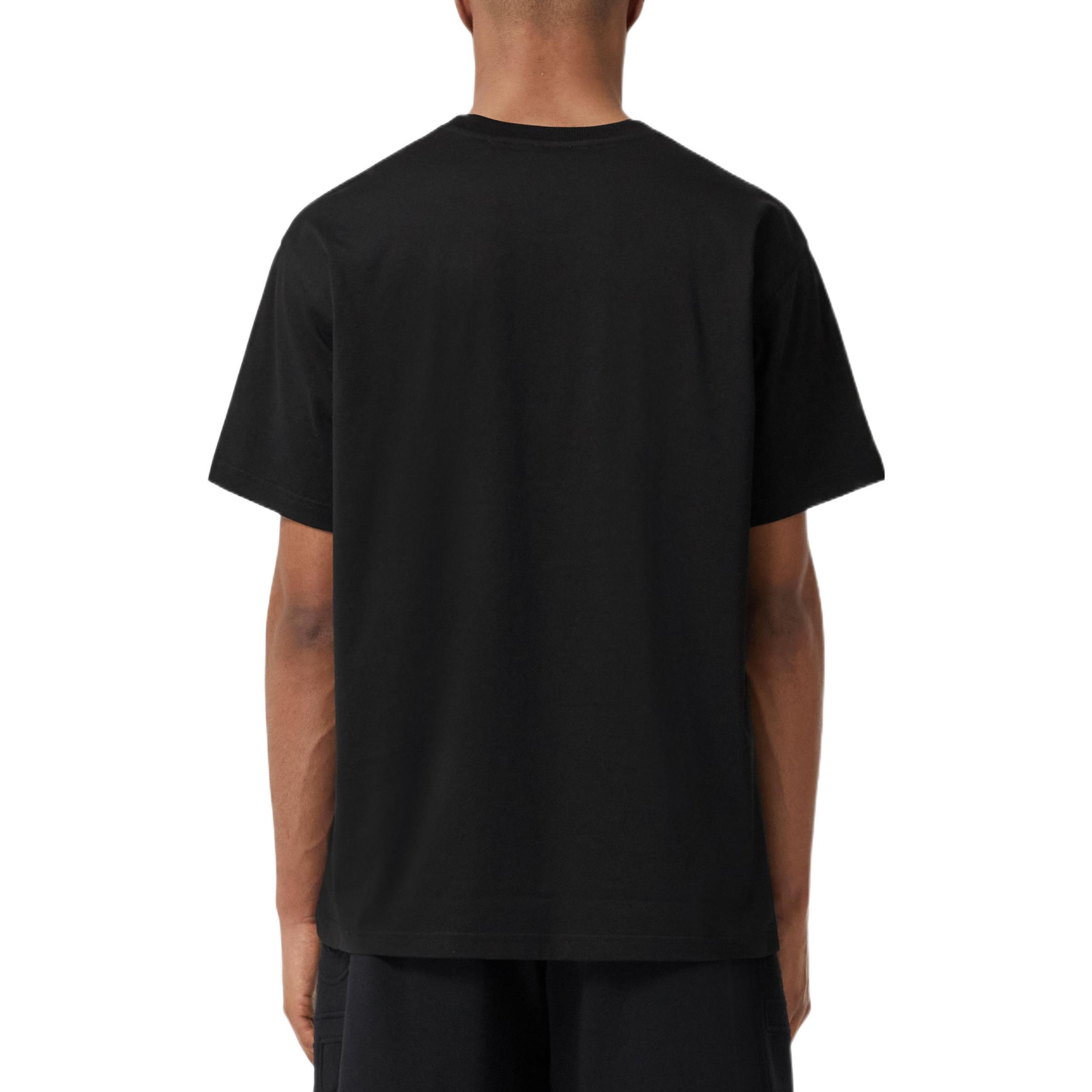 Burberry SS22 Black Cotton Logo Embossed Striped Loose Fit T-Shirt for Men. 80520991 圖 4