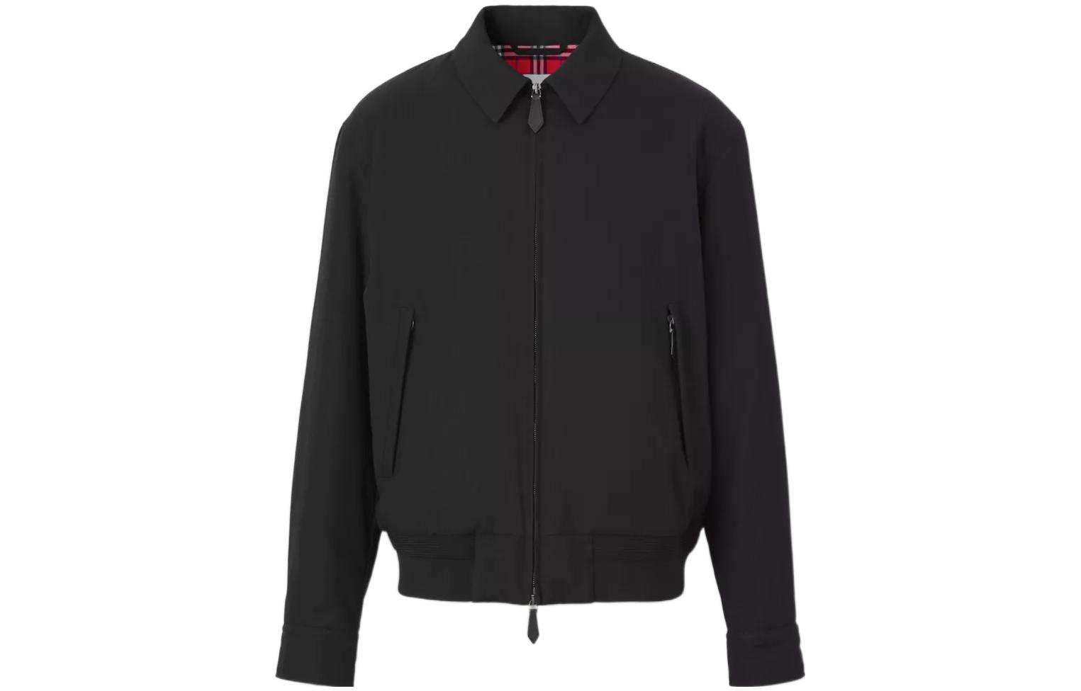 Burberry SS22 Black Harrington Jacket with Check Pocket Design 80506881