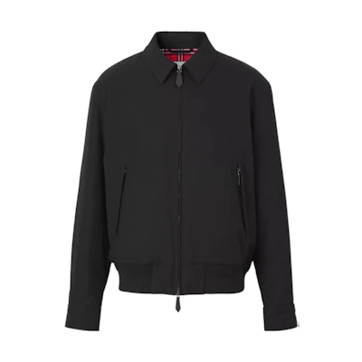 Burberry SS22 Black Harrington Jacket with Check Pocket Design 80506881