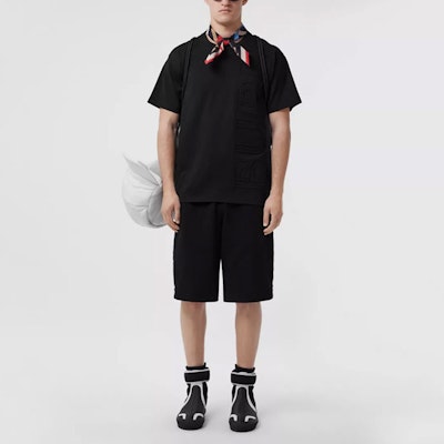 Burberry SS22 Black Logo Embroidered Drawstring Loose Fit Casual Shorts Men. 80508941 Lookbook Burberry SS22 Black Logo Embroidered Drawstring Loose Fit Casual Shorts Men. 80508941