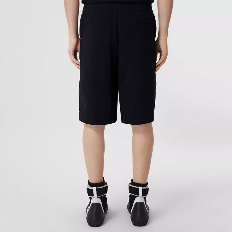 Purchase Burberry SS22 Black Logo Embroidered Drawstring Loose Fit Casual Shorts Men. 80508941