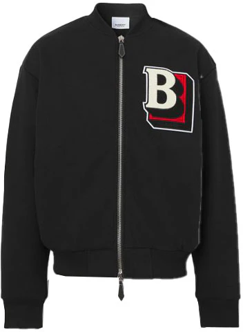 burberry-ss-22-black-solid-cotton-blend-letter-zip-bomber-jacket-80480101