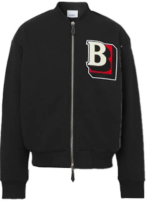 Burberry SS22 黑色棉混紡字母拉鍊飛行夾克外套 80480101 Buy Burberry SS22 黑色棉混紡字母拉鍊飛行夾克外套 80480101