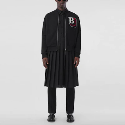 Burberry SS22 黑色棉混紡字母拉鍊飛行夾克外套 80480101 Shop Burberry SS22 黑色棉混紡字母拉鍊飛行夾克外套 80480101