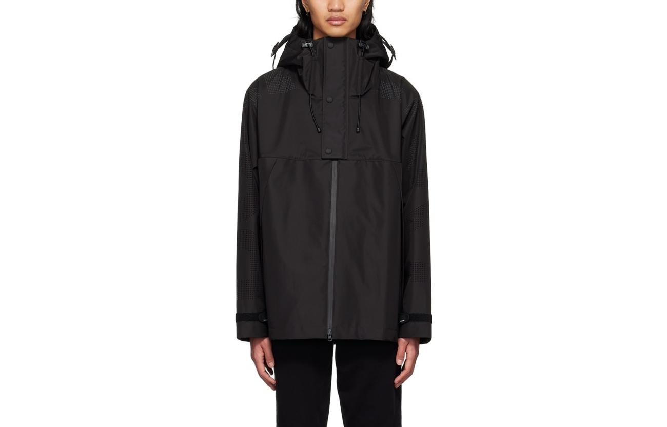 Burberry SS22 Black Solid Half-Button Drawstring Hooded Jacket 87607811