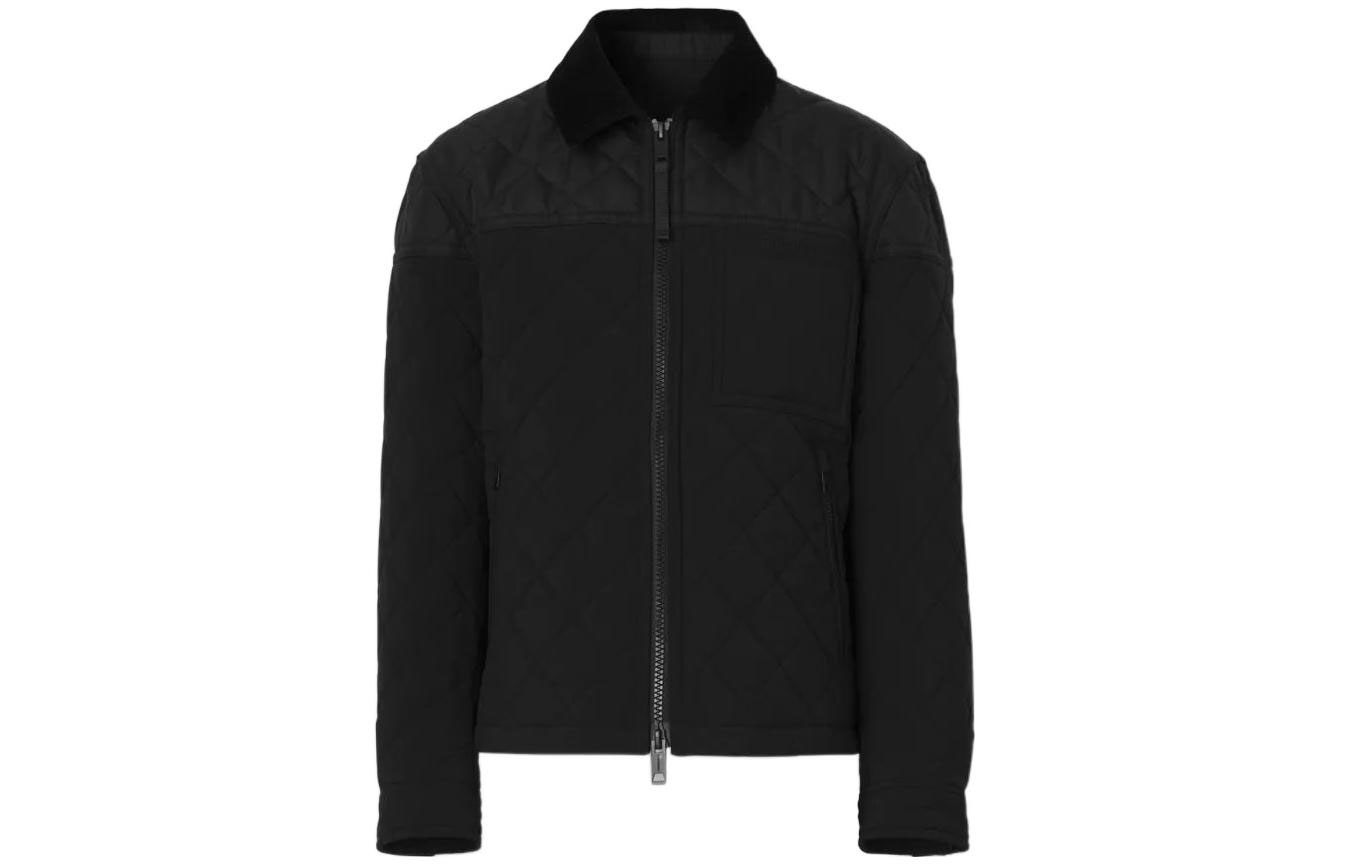 Burberry SS22 Black Solid Quilted Stretch Harrington Jacket 80438361