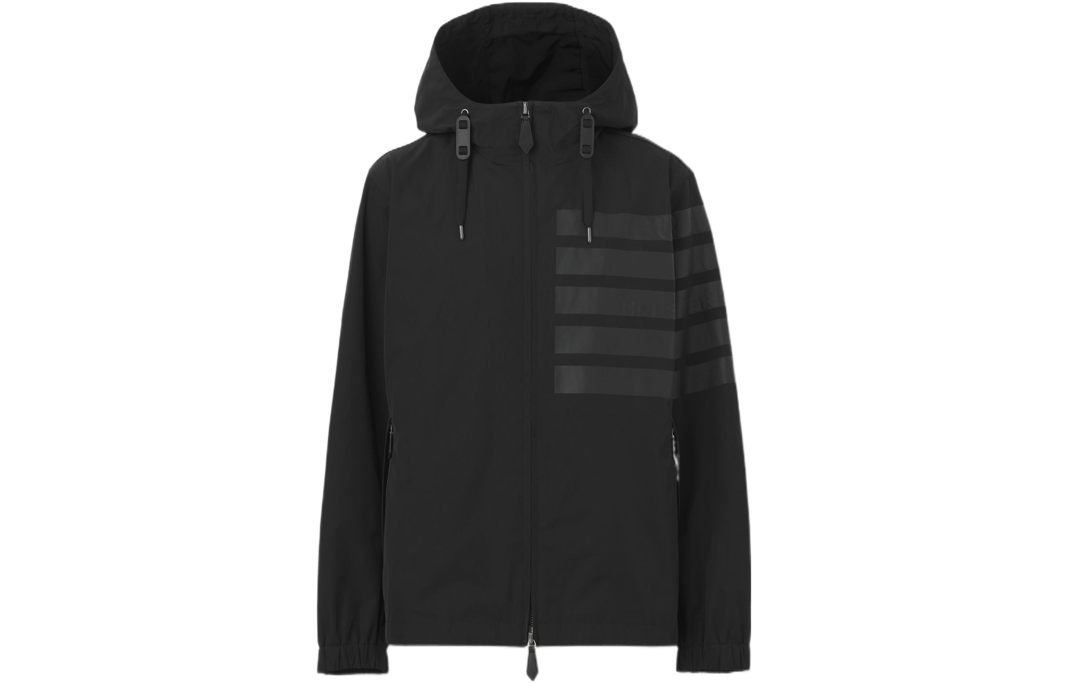 Burberry SS22 Black Solid Zip-Up Hoodie Jacket for Men 80512441