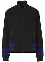 Burberry SS22 Black Wool Flight Jacket with Contrasting Stripes 80477661 Burberry SS22 Black Wool Flight Jacket with Contrasting Stripes 80477661