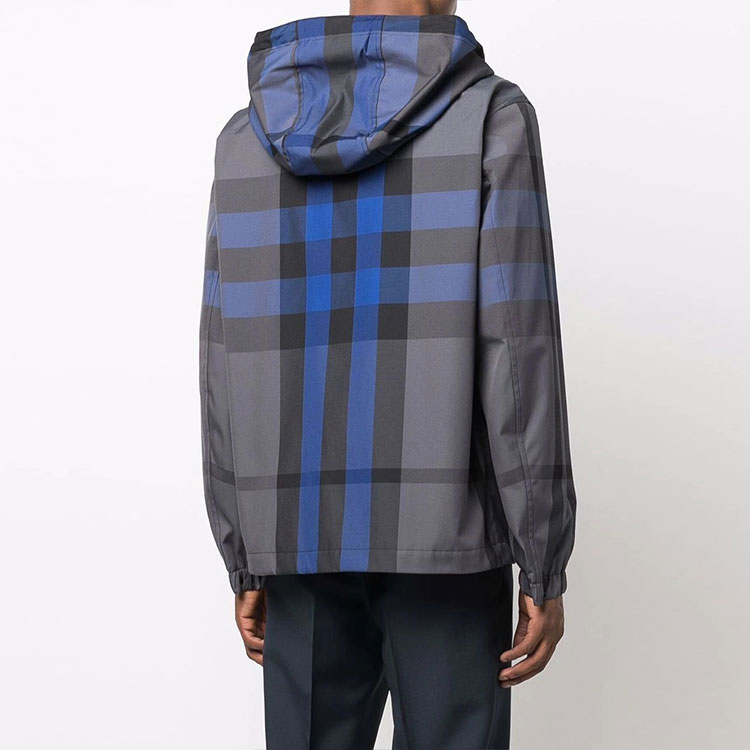 Burberry SS22 Blue Checkered Zip-Up Hooded Drawstring Long-Sleeve Jacket Men 80478251 圖 3
