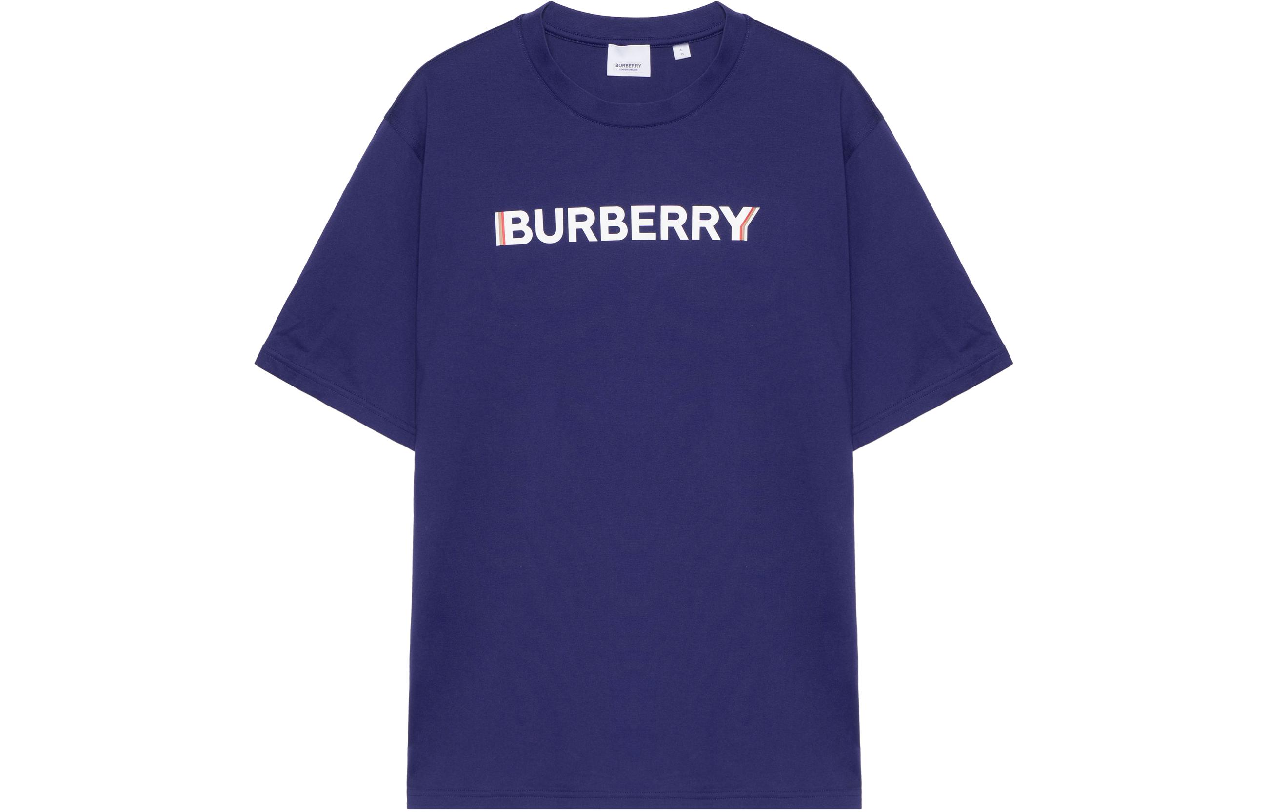 Burberry SS22 Blue Letter Logo Print Casual Crewneck Short Sleeve T-Shirt Men 80530131 圖 2