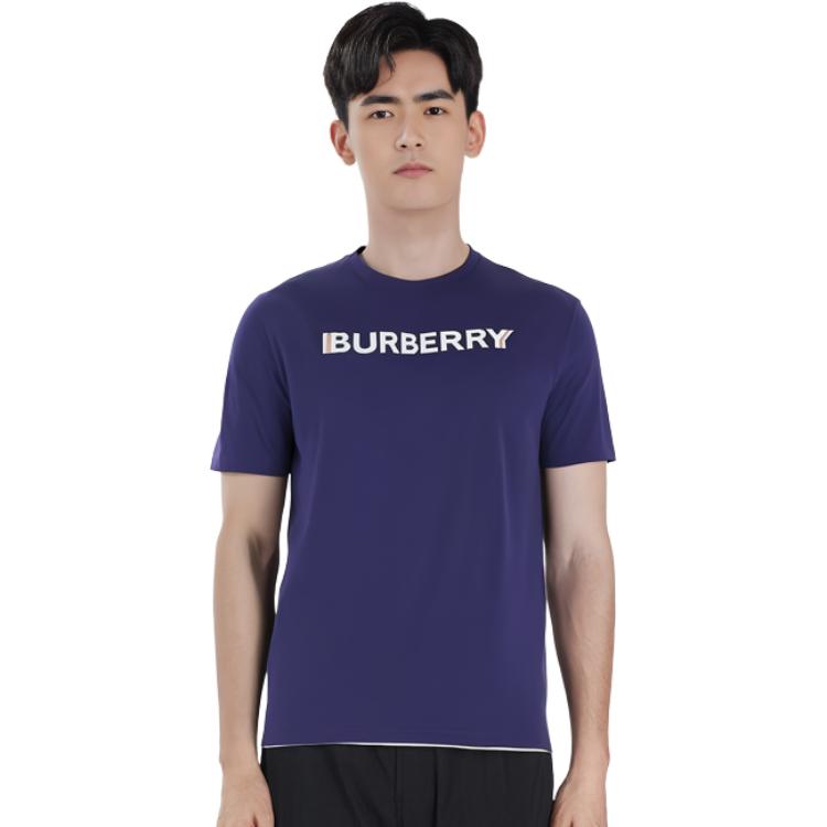 Burberry SS22 Blue Letter Logo Print Casual Crewneck Short Sleeve T-Shirt Men 80530131 圖 5