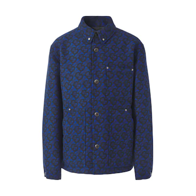 Burberry SS22 Blue Printed Long-Sleeve Jacket with Collar 80487001