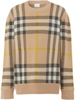 Burberry SS22 Check Crewneck Pullover Long Sleeve Sweater Brown Men 80549201 Burberry SS22 Check Crewneck Pullover Long Sleeve Sweater Brown Men 80549201