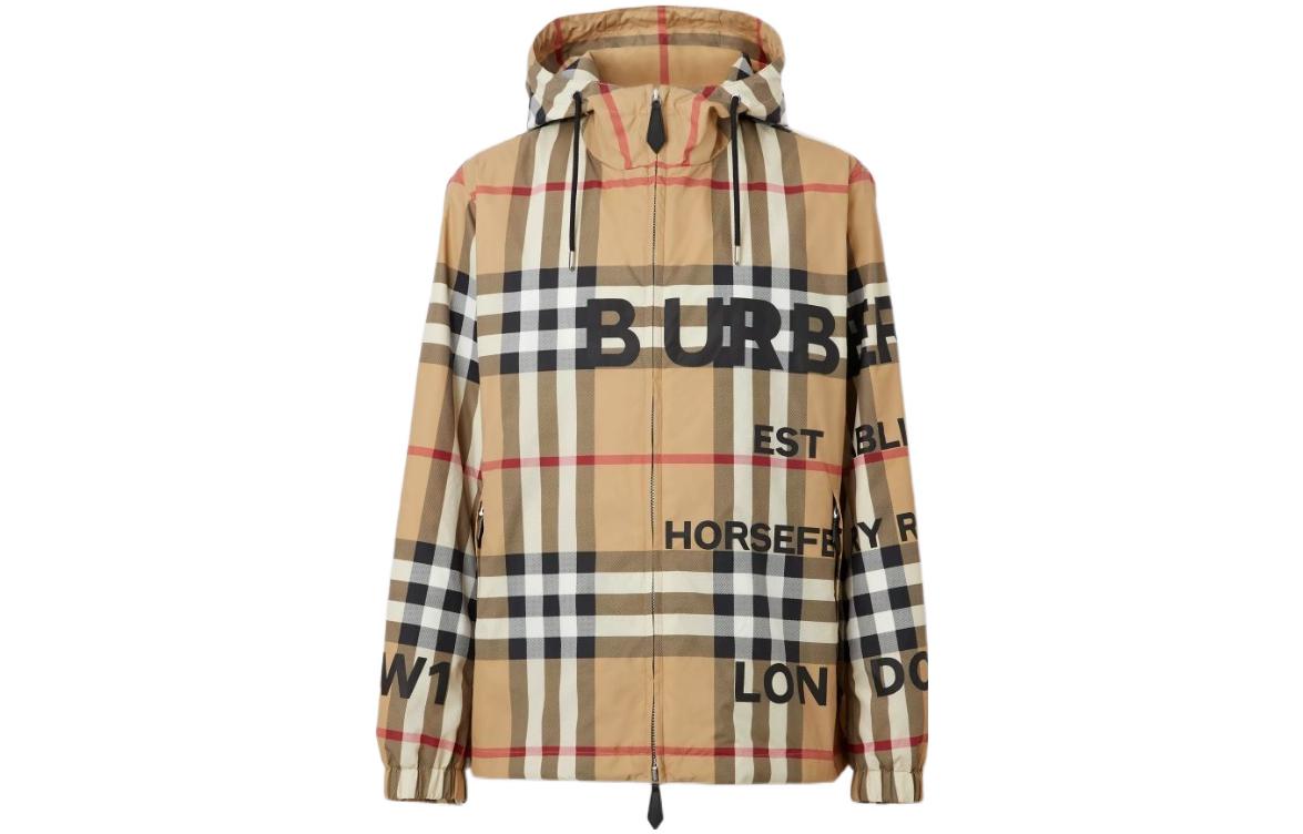 Burberry SS22 Check Logo Print Zip Hoodie Jacket Men’s Casual Long Sleeve 80502821