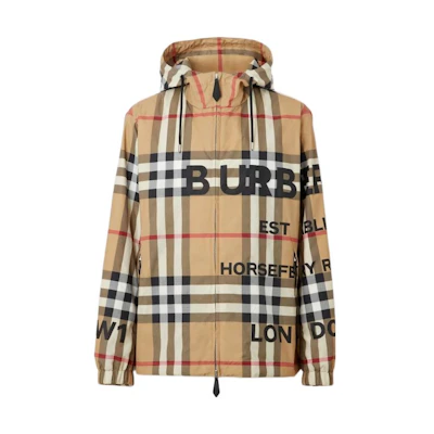 Burberry SS22 Check Logo Print Zip Hoodie Jacket Men’s Casual Long Sleeve 80502821