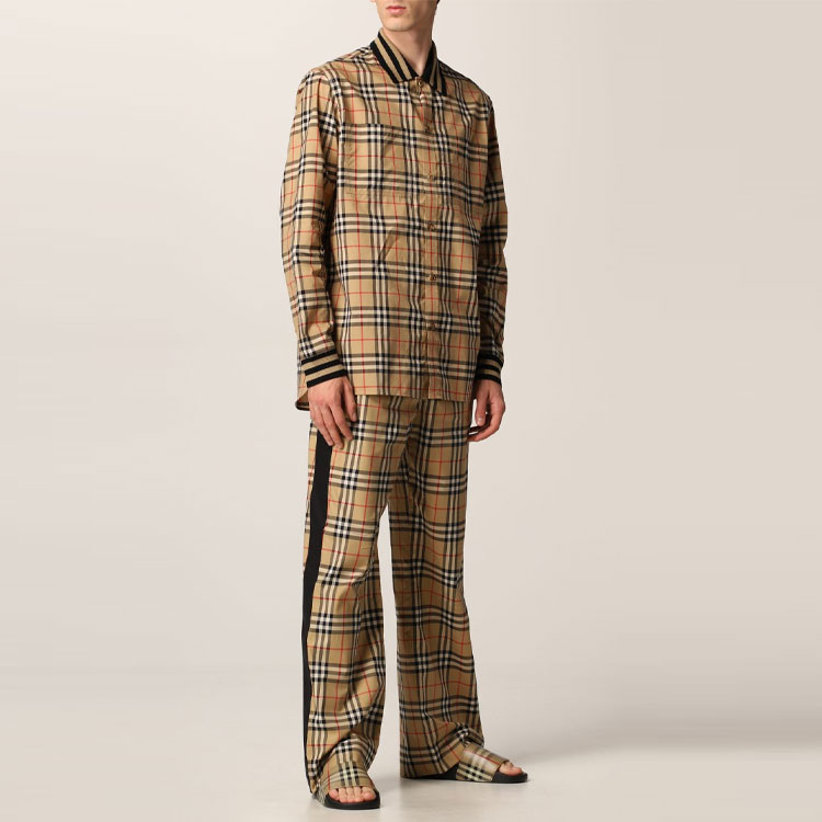 Burberry SS22 Check Print Button-Up Long Sleeve Shirt Light Brown Menswear 80501311 圖 3