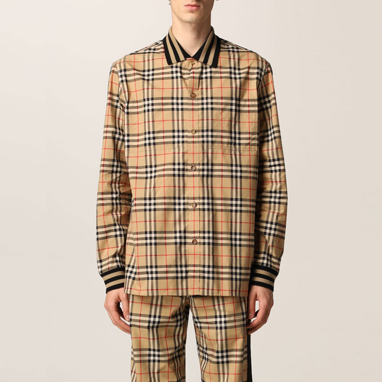 Burberry SS22 Check Print Button-Up Long Sleeve Shirt Light Brown Menswear 80501311 圖 4