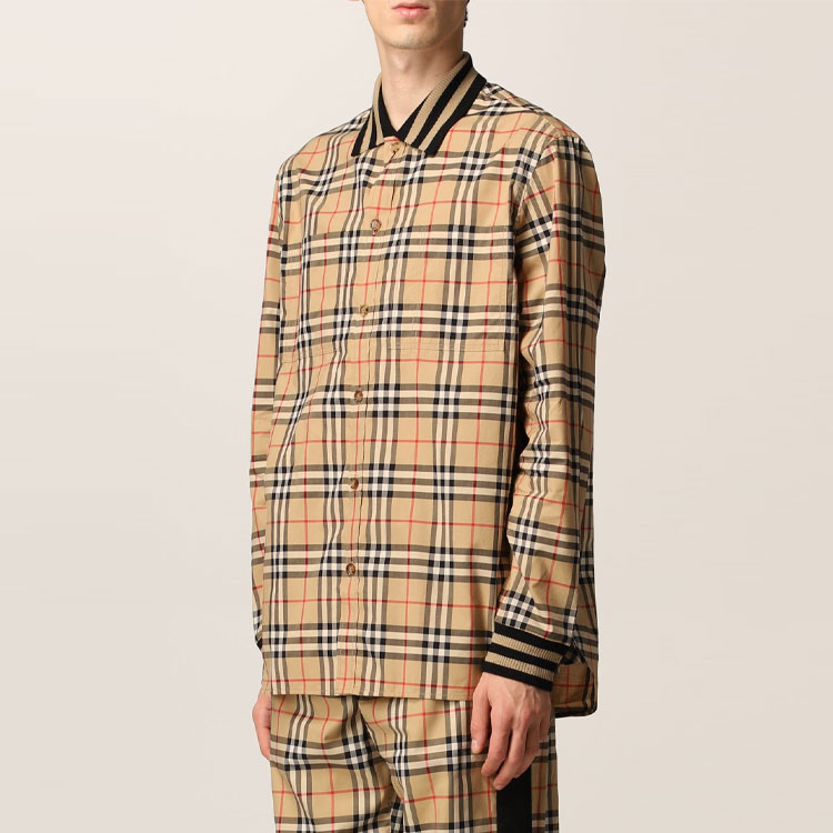 Burberry SS22 Check Print Button-Up Long Sleeve Shirt Light Brown Menswear 80501311 圖 6