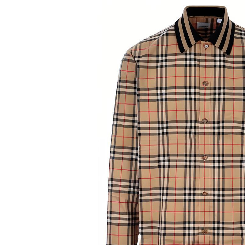 Burberry SS22 Check Print Button-Up Long Sleeve Shirt Light Brown Menswear 80501311 圖 7