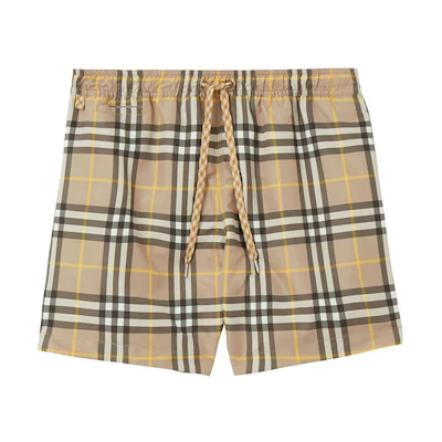 Burberry SS22 Check Print Casual Straight Shorts Khaki. 80539341