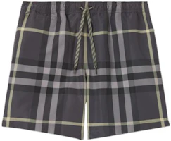Order Burberry SS22 Check Print Drawstring Mid-Rise Casual Shorts Men Seal Gray 80510791