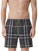 Shop Burberry SS22 Check Print Drawstring Mid-Rise Casual Shorts Men Seal Gray 80510791
