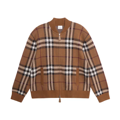 Burberry SS22 Check Print Full-Zip Casual Jacket Brown 80636411