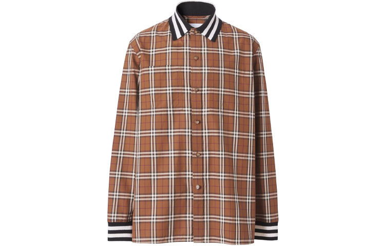 Burberry SS22 Check Print Long Sleeve Button-Up Shirt Brown (). 80481811 圖 2