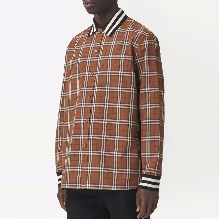 Burberry SS22 Check Print Long Sleeve Button-Up Shirt Brown (). 80481811 圖 7