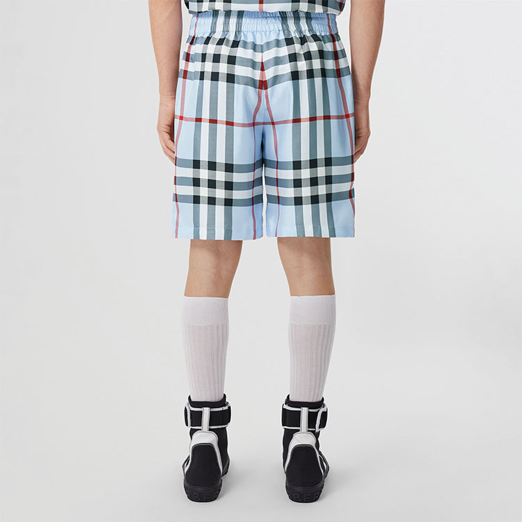 Burberry SS22 Check Silk Relaxed Fit Shorts  Light Blue. 80501921 圖 5