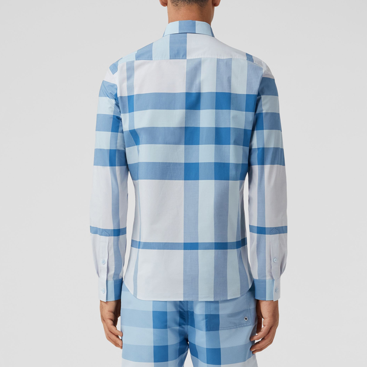 Burberry SS22 Check Single-Breasted Long Sleeve Shirt Men’s Sky Blue 80503301 圖 3