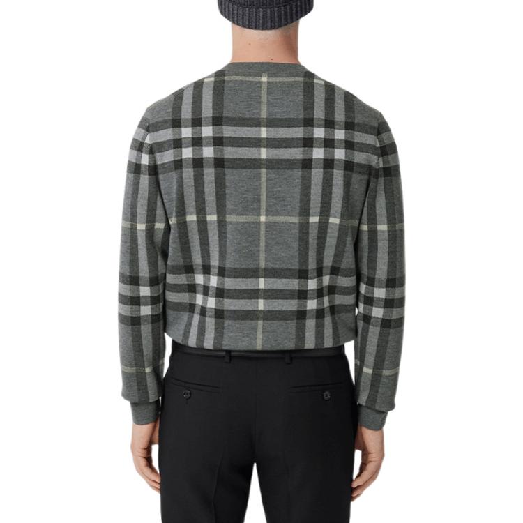 Burberry SS22 Check Wool Silk Jacquard Crewneck Sweater  Seal Gray. 80509121 圖 4