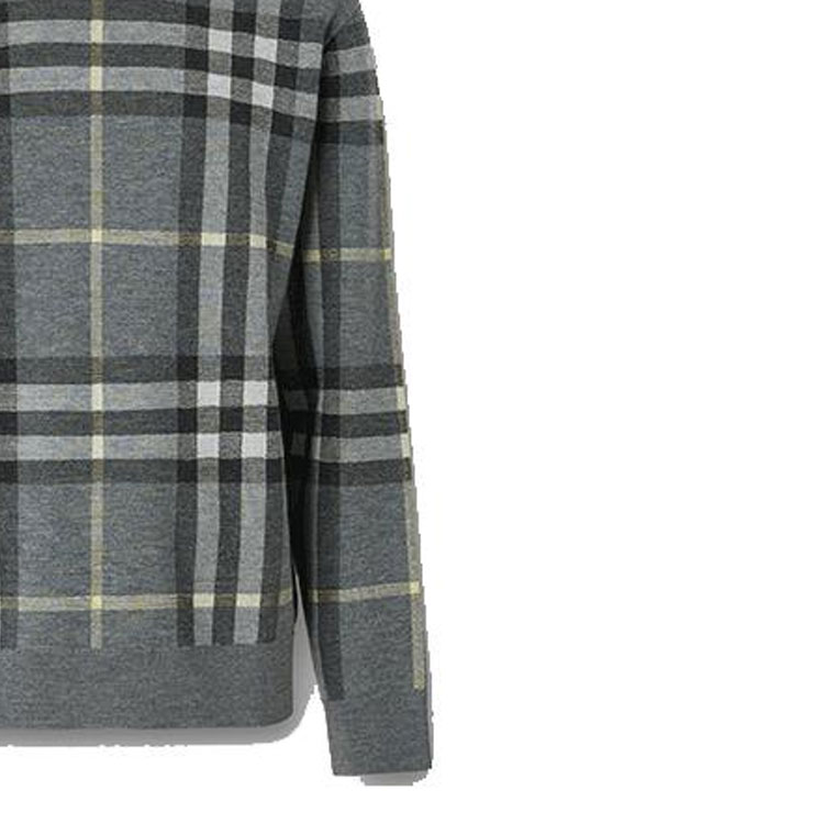 Burberry SS22 Check Wool Silk Jacquard Crewneck Sweater  Seal Gray. 80509121 圖 7