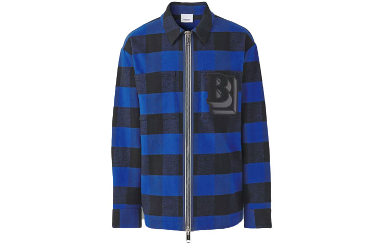 Burberry SS22 Classic Check Wool Double-Zip Shirt Men’s Ocean Blue 80501361 圖 2