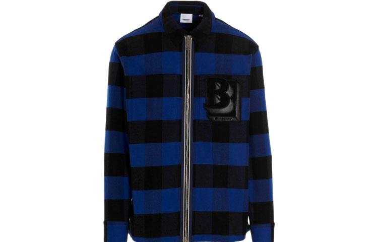 Burberry SS22 Classic Check Wool Double-Zip Shirt Men’s Ocean Blue 80501361 圖 3