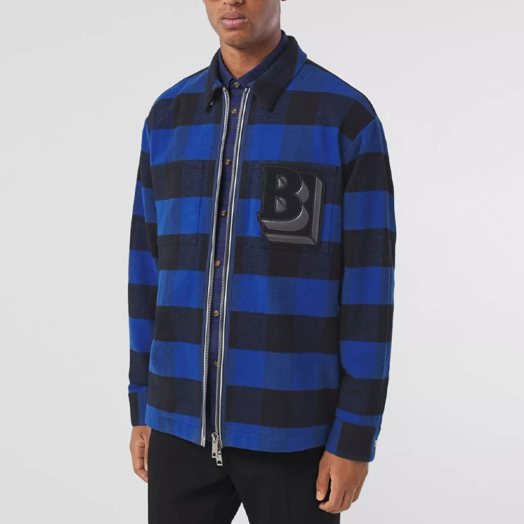 Burberry SS22 Classic Check Wool Double-Zip Shirt Men’s Ocean Blue 80501361 圖 6