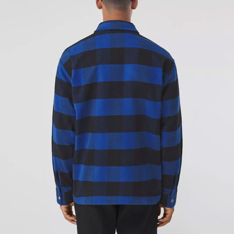 Burberry SS22 Classic Check Wool Double-Zip Shirt Men’s Ocean Blue 80501361 圖 7