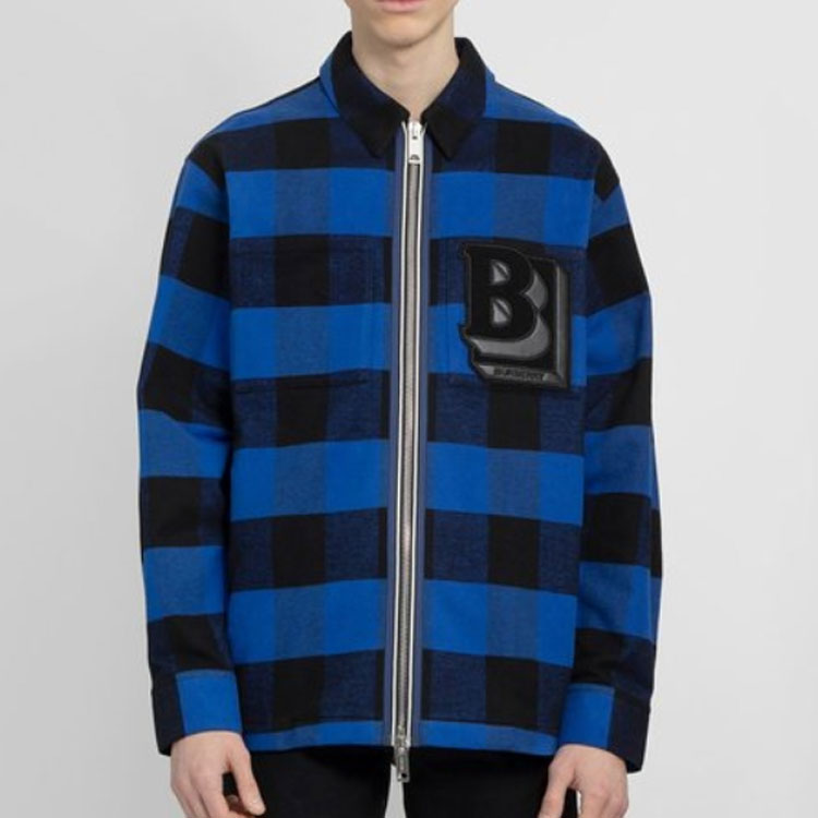 Burberry SS22 Classic Check Wool Double-Zip Shirt Men’s Ocean Blue 80501361 圖 8