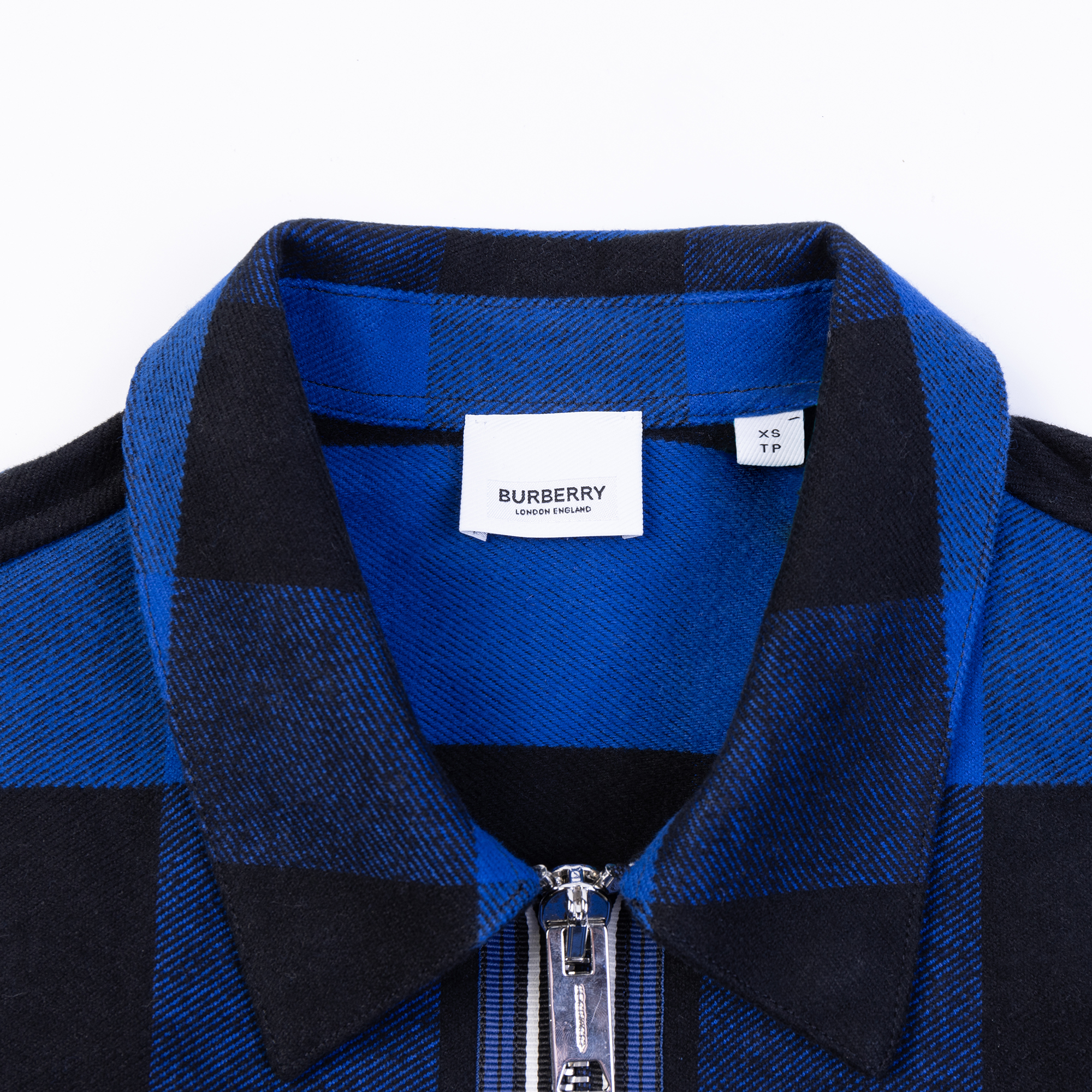 Burberry SS22 Classic Check Wool Double-Zip Shirt Men’s Ocean Blue 80501361 圖 9
