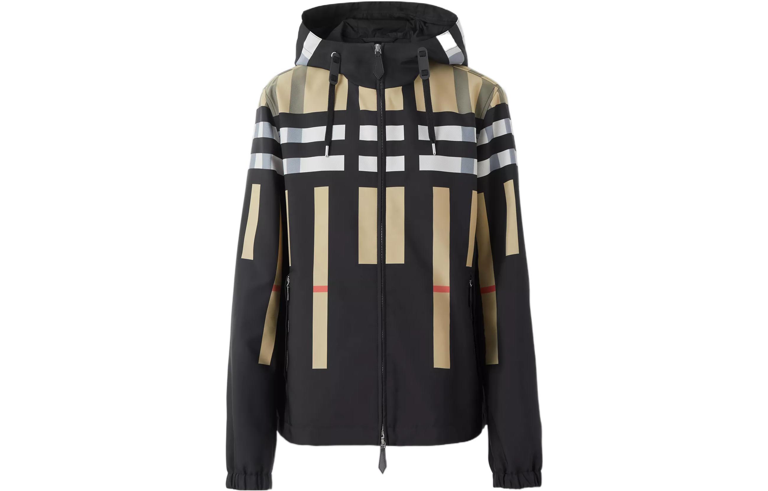 Burberry SS22 Colorblock Check Hooded Zip Jacket Men’s Black 80544731