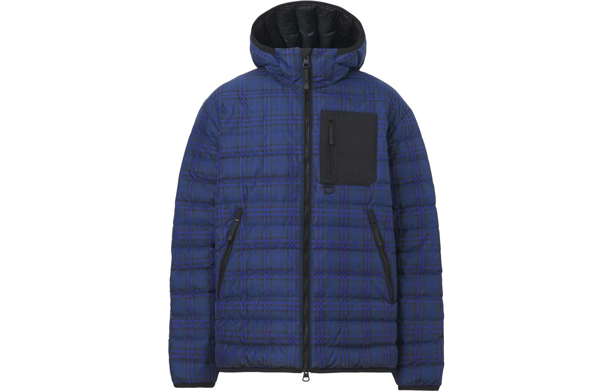 Burberry SS22 Colorblock Check Zip Hoodie Jacket - Dark Blue 80484781