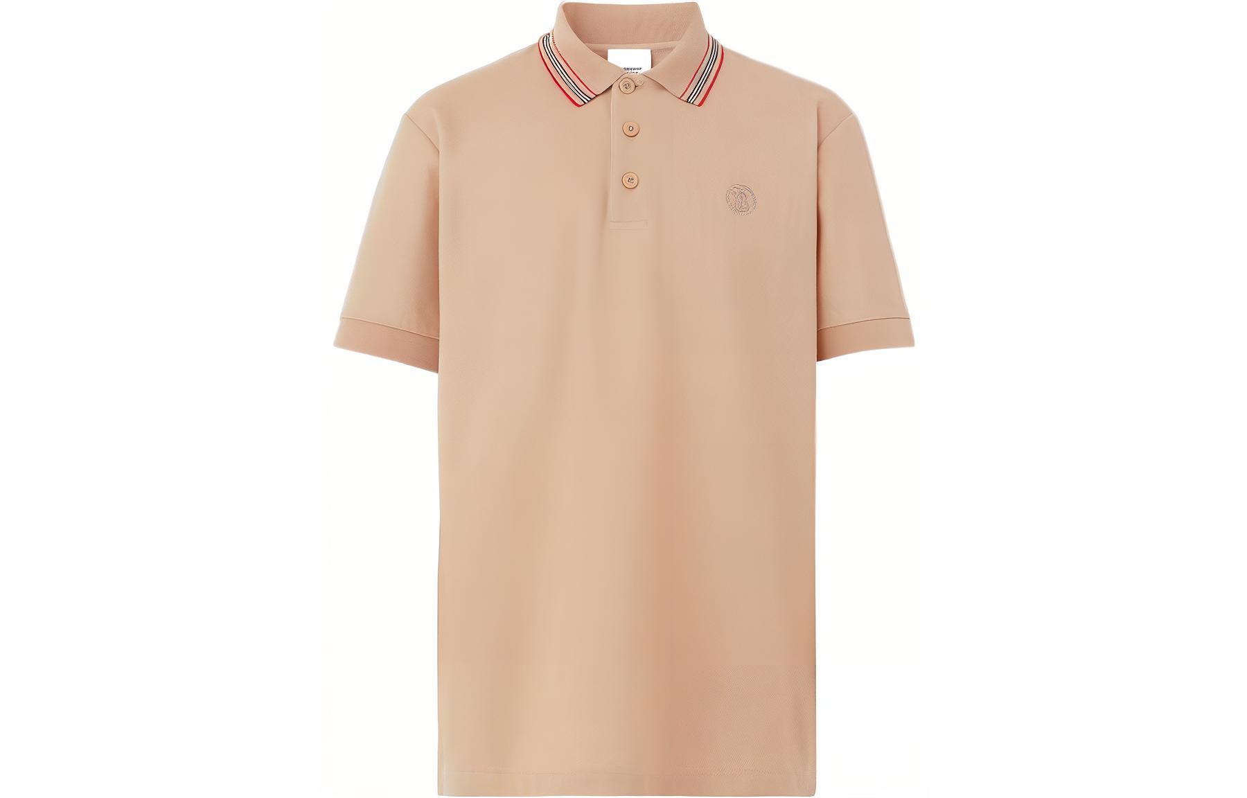 Burberry SS22 Icon Stripe Collar Cotton Polo Shirt  Beige 80562231
