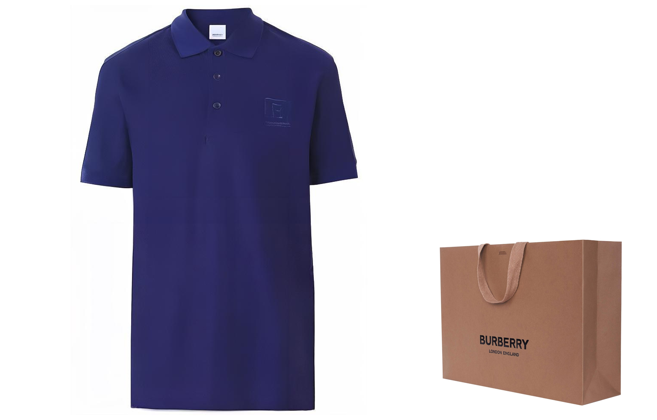 Lookbook Burberry 春夏22 字母圖案直筒剪裁男士藍色POLO衫。 80530281