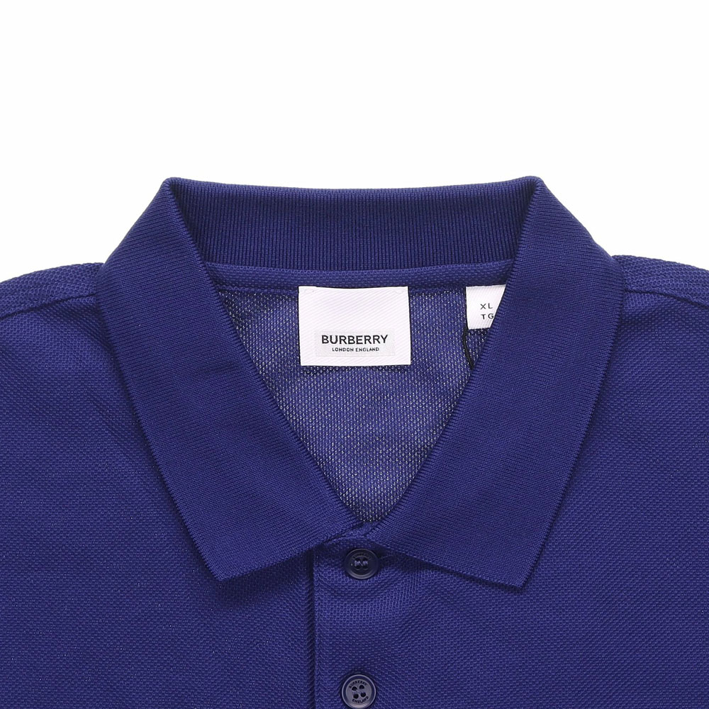 Shop Burberry 春夏22 字母圖案直筒剪裁男士藍色POLO衫。 80530281