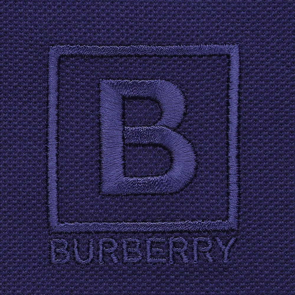 Sizing Burberry 春夏22 字母圖案直筒剪裁男士藍色POLO衫。 80530281