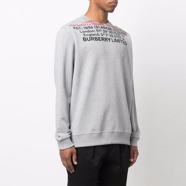 Burberry SS22 Letter Print Crewneck Pullover Long Sleeve Sweatshirt Men Grey 80482861 圖 4