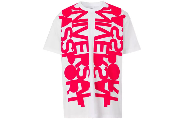 Burberry SS22 Letter Print Crewneck White T-Shirt Mens Short Sleeve 80519831