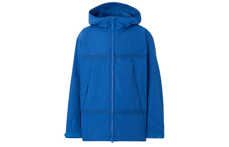 Burberry SS22 Lightweight Solid Logo Patch Hooded Jacket Blue () 80510111
